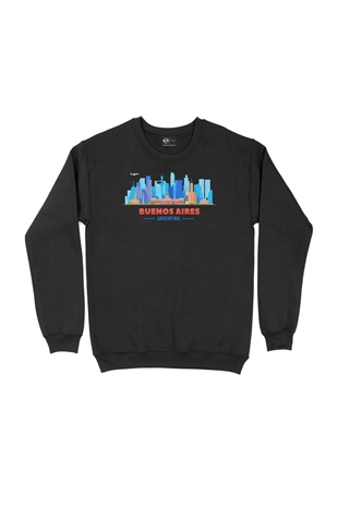 Buenos Aires Arjantin Manzaralı Siyah Sweatshirt