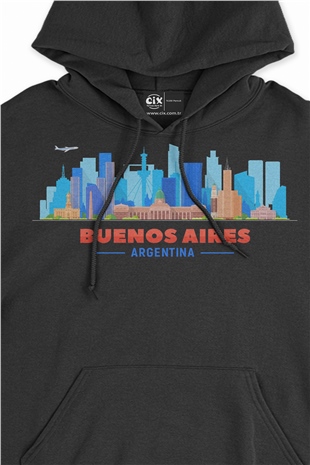 Buenos Aires Arjantin Manzaralı Siyah Sweatshirt Hoodie