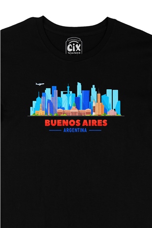 Buenos Aires Arjantin Manzaralı Siyah Tişört