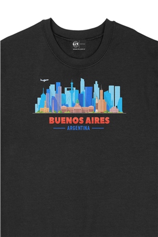Buenos Aires Arjantin Manzaralı Siyah Sweatshirt