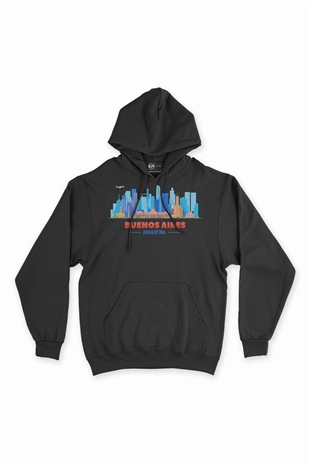 Buenos Aires Arjantin Manzaralı Siyah Sweatshirt Hoodie