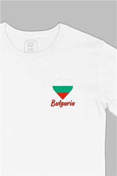 Bulgaristan Baskılı Cep Tasarım Beyaz Tişört