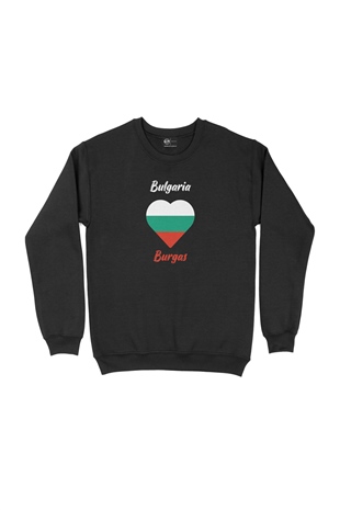 Burgaz Bulgaristan Bayraklı Kalpli Siyah Sweatshirt
