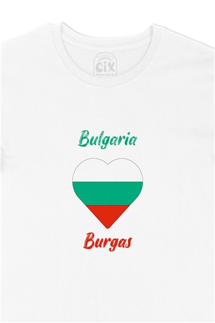 Burgaz Bulgaristan Bayraklı Kalpli Tişört