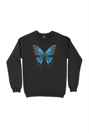 Butterfly Kelebekli Siyah Sweatshirt