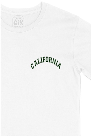 California Cep Logo Tasarımlı Beyaz Tişört