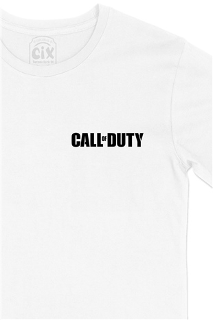 Call Of Duty Cep Logo Tasarımlı Beyaz Tişört