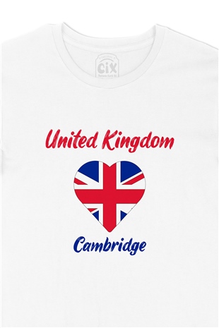 Cambridge İngiltere Bayraklı Kalpli Tişört