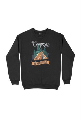 Camping Adventures Siyah Sweatshirt