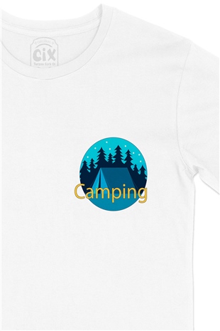 Camping Blue Cep Logo Tasarımlı Beyaz Tişört