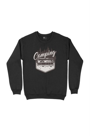 Camping Caravan Siyah Sweatshirt
