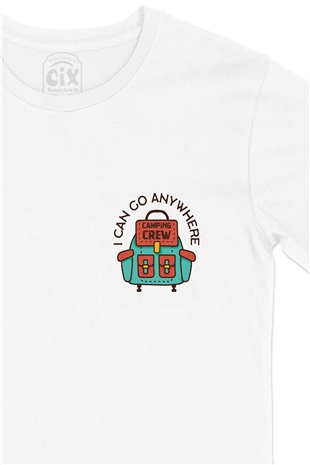 Camping Crew Cep Logo Tasarımlı Beyaz Tişört