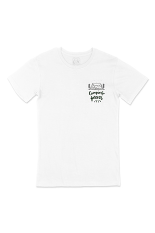 Camping Forever Cep Logo Tasarımlı Beyaz Tişört