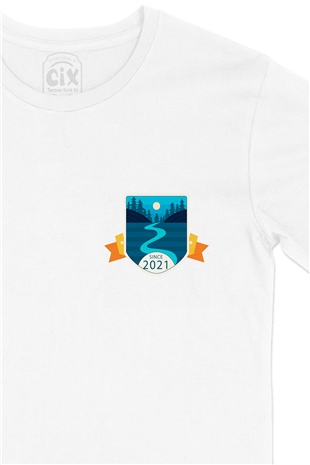 Camping Since 2021 Cep Logo Tasarımlı Beyaz Tişört