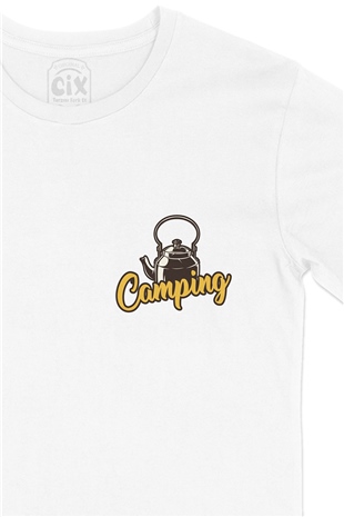 Camping Teapot Cep Logo Tasarımlı Beyaz Tişört