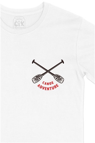 Canoe Adventure Cep Logo Tasarımlı Beyaz Tişört