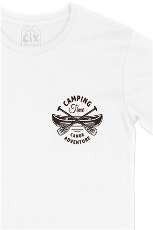 Canoe Time Cep Logo Tasarımlı Beyaz Tişört