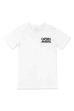 Captain Marvel Cep Logo Tasarımlı Beyaz Tişört