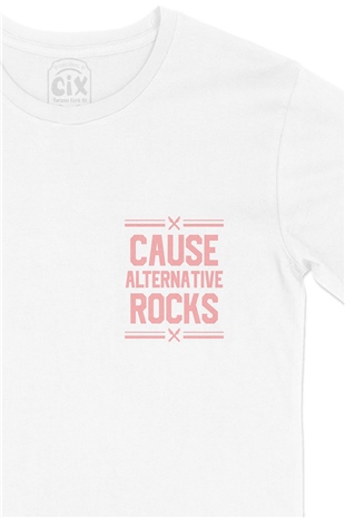 Cause Alternative Rocks Cep Logo Tasarımlı Beyaz Tişört