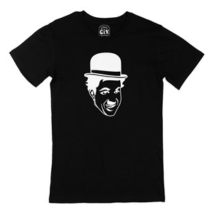 Charlie Chaplin Şapkalı Siyah Tişört