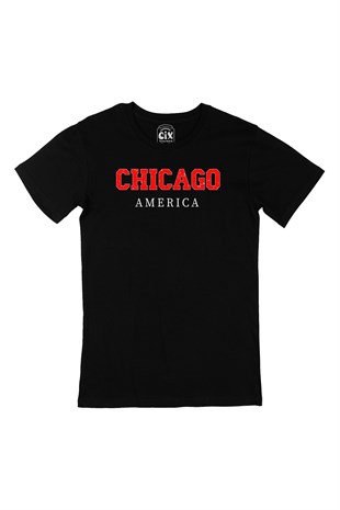 Chicago America Siyah Tişört