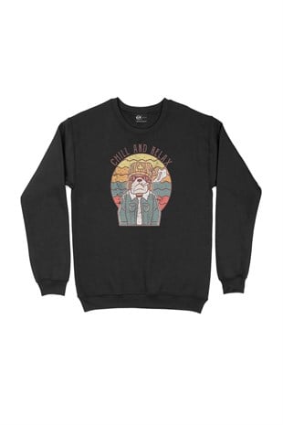 Chill And Relax Siyah Sweatshirt