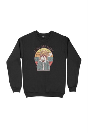 Chill And Relax Siyah Sweatshirt