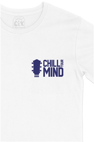 Chill Your Mind Cep Logo Tasarımlı Beyaz Tişört
