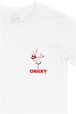 Chucky Cep Logo Tasarımlı Beyaz Tişört