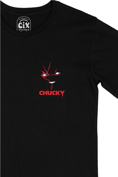 Chucky Cep Logo Tasarımlı Siyah Tişört