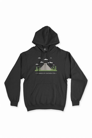 Çiçen İtza Piramit Siyah Kapşonlu Sweatshirt Hoodie