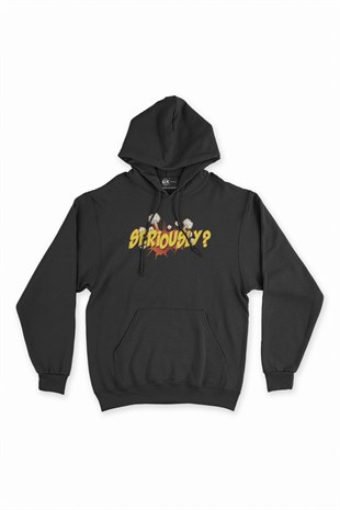 Ciddimisin Seriously Siyah Kapşonlu Sweatshirt Hoodie