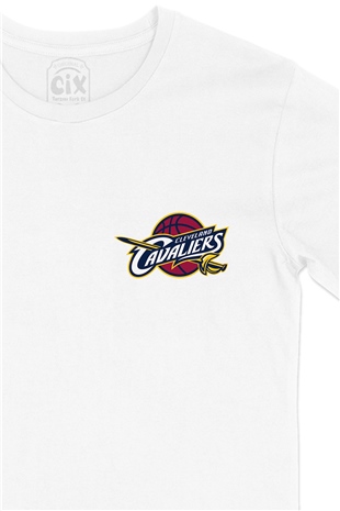 Cleveland Cavaliers Cep Logo Tasarımlı Beyaz Tişört