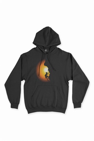 Climbing Siyah Kapşonlu Sweatshirt Hoodie