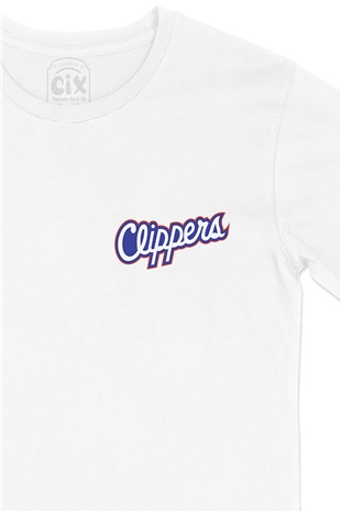 Clippers Cep Logo Tasarımlı Beyaz Tişört