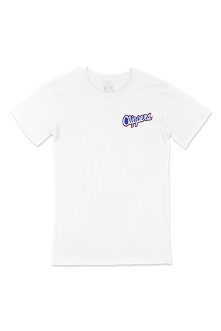Clippers Cep Logo Tasarımlı Beyaz Tişört