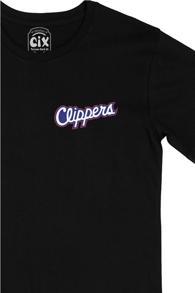 Clippers Cep Logo Tasarımlı Siyah Tişört
