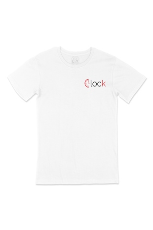 Clock Saat Tasarım Cep Logo Tasarımlı Beyaz Tişört