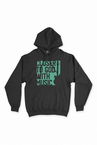 Closer To God Siyah Kapşonlu Sweatshirt Hoodie