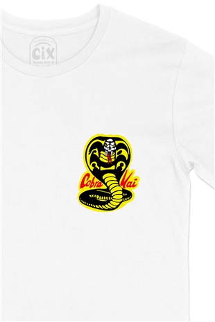 Cobra Kai Cep Logo Tasarımlı Beyaz Tişört
