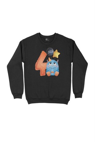 Çocuğumun 4. Yaşına Özel Siyah Sweatshirt