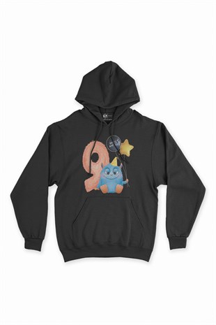 Çocuğumun 9. Yaşına Özel Siyah Kapşonlu Sweatshirt Hoodie