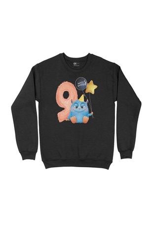 Çocuğumun 9. Yaşına Özel Siyah Sweatshirt