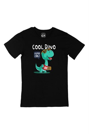 Cool Dinozorlu Siyah Tişört