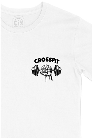 CrossFit Cep Logo Tasarımlı Beyaz Tişört