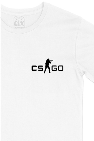CS GO Logo Cep Logo Tasarımlı Beyaz Tişört