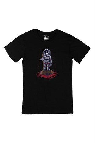 Dağcı Astronot Siyah Tişört