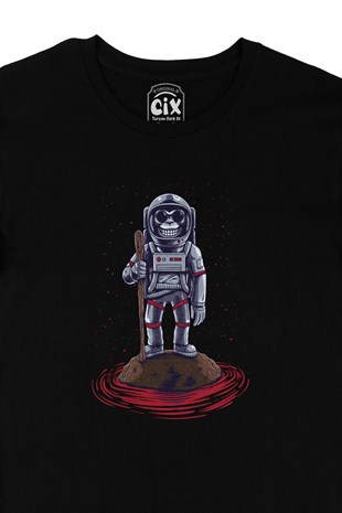 Dağcı Astronot Siyah Tişört