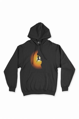 Dağcılık Siyah Kapşonlu Sweatshirt Hoodie