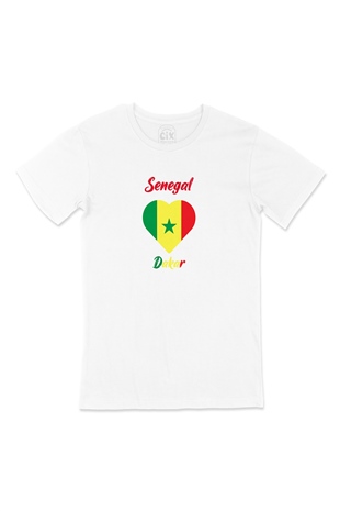 Dakar Senegal Bayraklı Kalpli Tişört